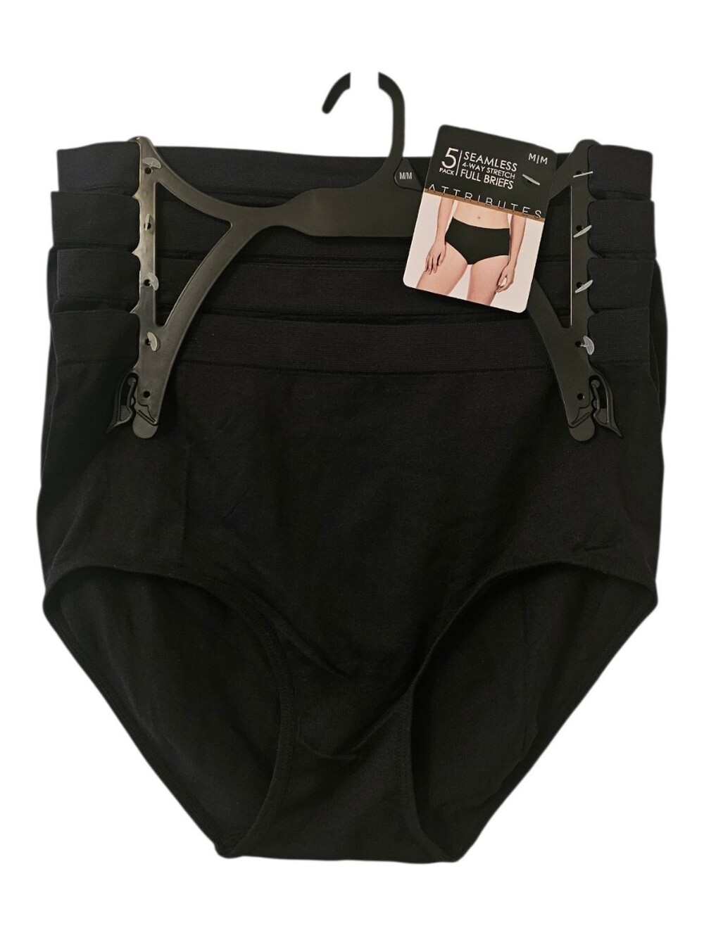 4 Black Attributes Women's Seamless 4-Way Stretch Full Briefs Pack
